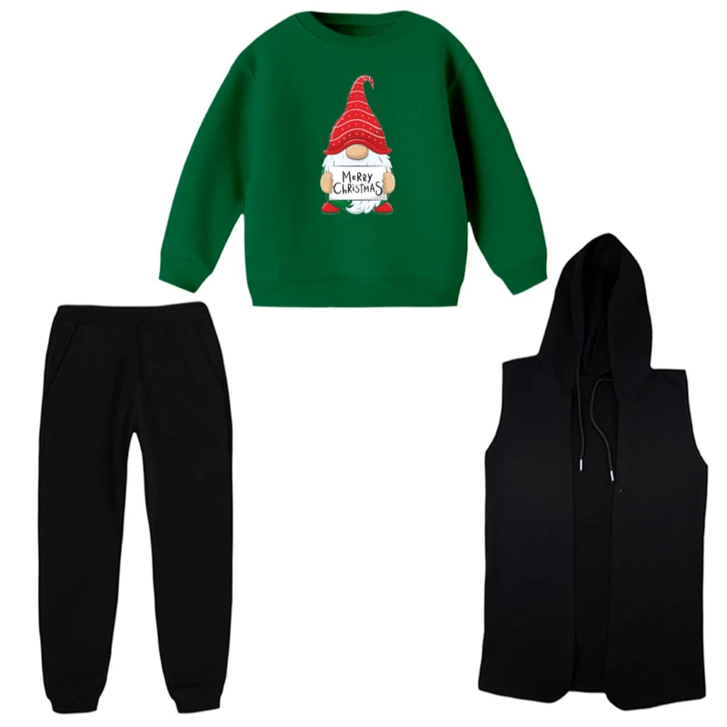 ست 3 تکه لباس راحتی بچگانه مدل بابانوئل کریسمس کد 6  