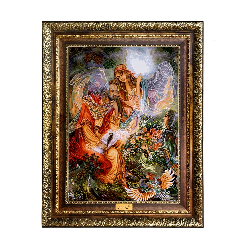 تابلو فرش ماشینی نقش نگار رضوی طرح مینیاتور کد 1513H