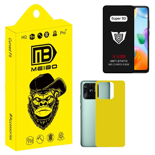 محافظ صفحه نمایش میبو مدل Super 9D Touch مناسب برای گوشی موبایل شیائومی Redmi 10c به همراه محافظ پشت گوشی