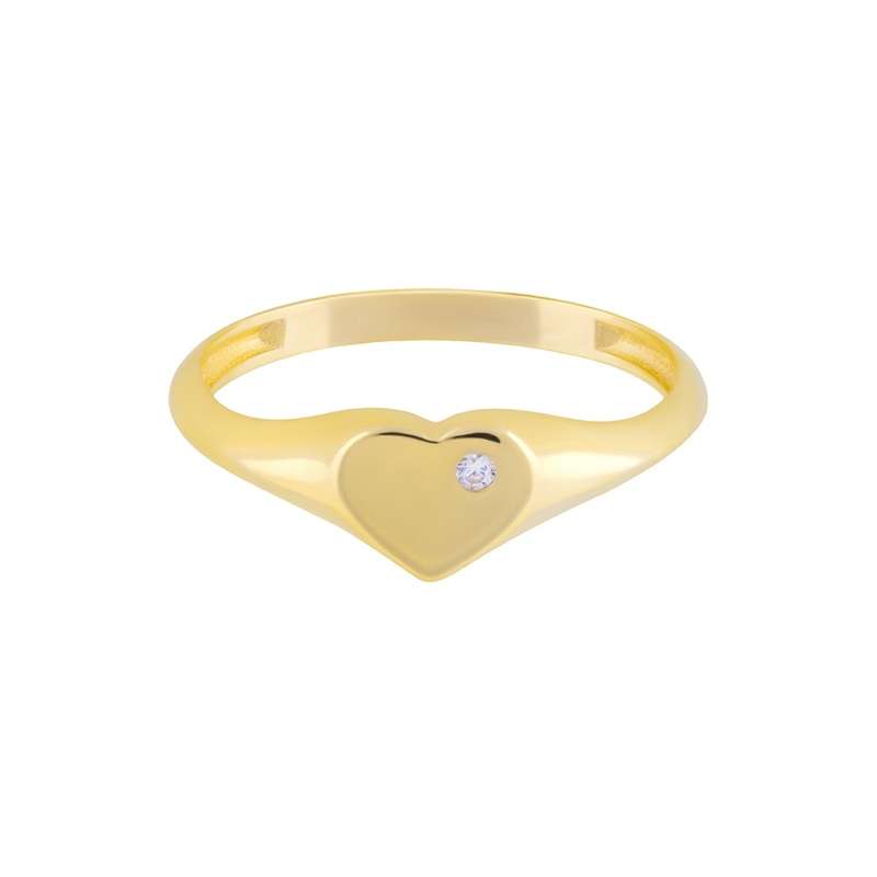 انگشتر طلا 18 عیار زنانه طلا و جواهر درریس مدل پینکی قلب با تک نگین