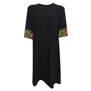 مانتو زنانه مدل نخی ابر و بادی سوزندوزی هندی کد tm-2709 رنگ مشکی