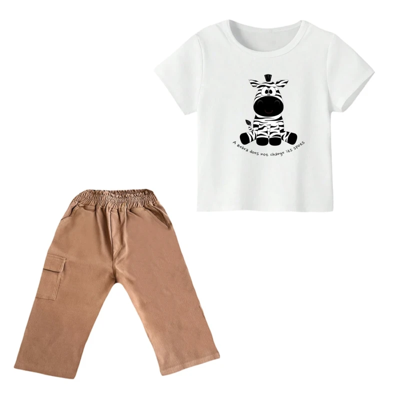 ست تی شرت و شلوارک پسرانه مدل گورخر کد ۱۴