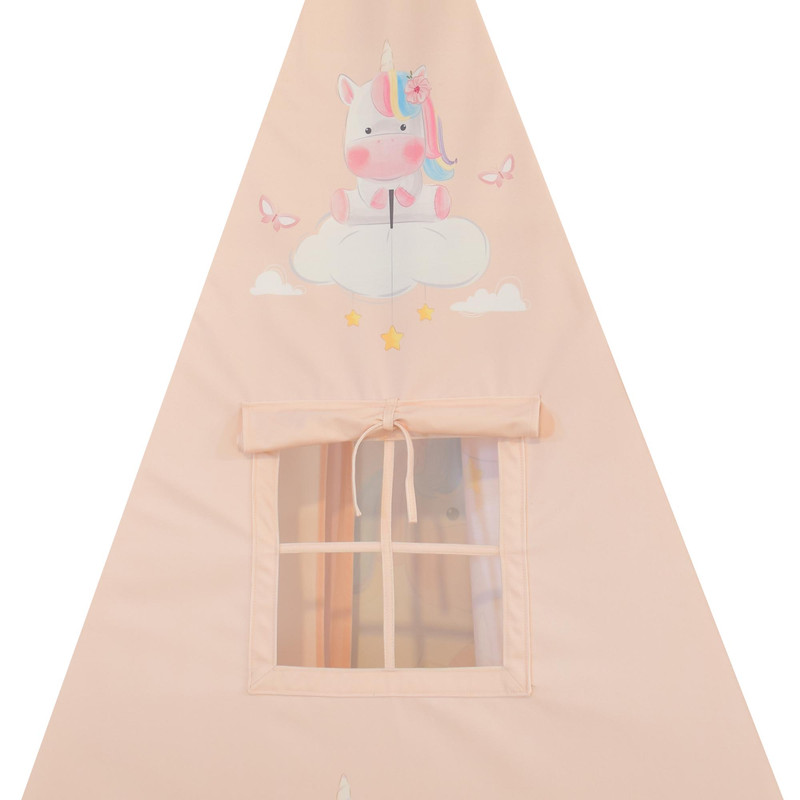 چادر بازی کودک مدل سرخپوستی طرح تکشاخ کد PT513 به همراه کوسن