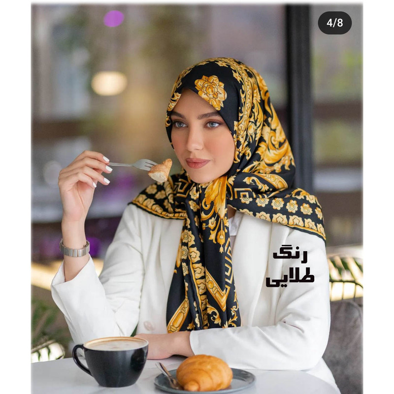روسری زنانه مدل مجلسی ابریشم توییل دور دست دوز کد RT1