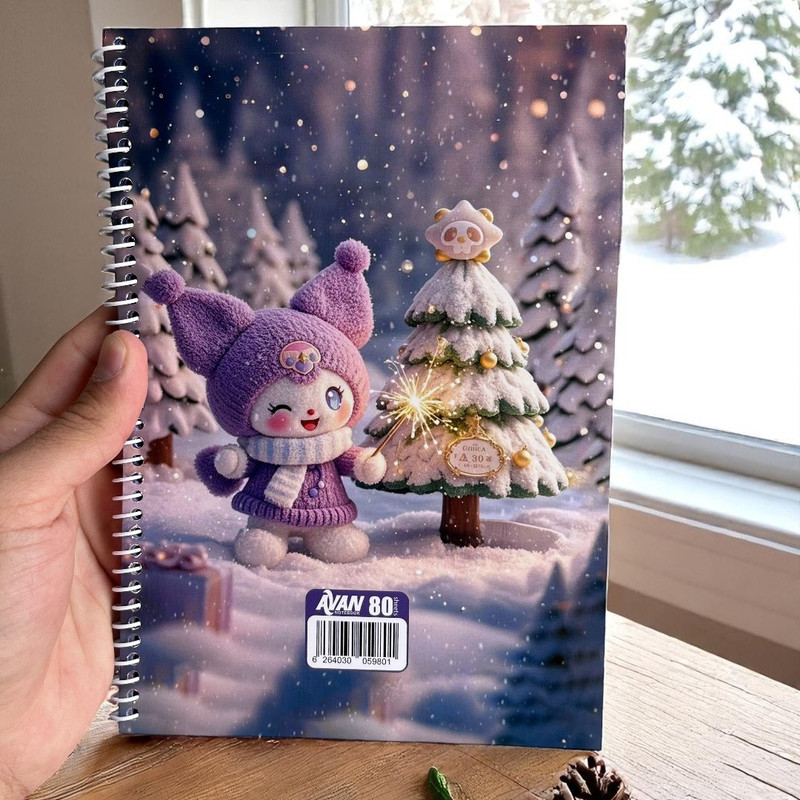 دفتر مشق 80 برگ آوان مدل حاشیه دار طرح کرومی زمستان کد LF1