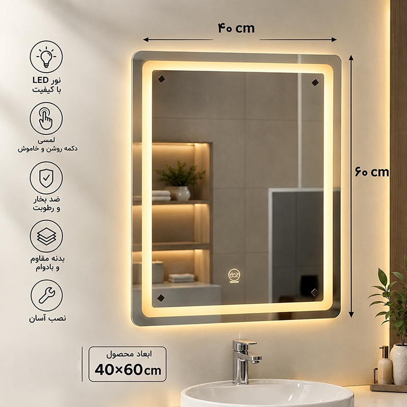 ست کابینت و روشویی  مدل Vida01 به همراه باکس و آینه بک لایت