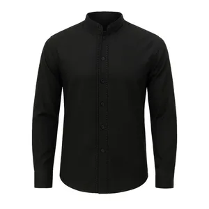 پیراهن آستین بلند یقه دیپلمات مردانه مدل تمام یراق 