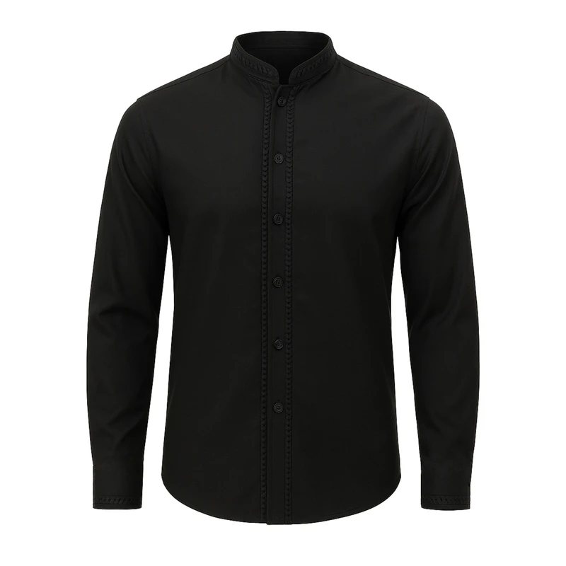 پیراهن آستین بلند یقه دیپلمات مردانه مدل تمام یراق 