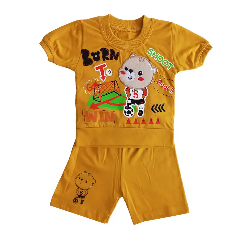 ست تی شرت آستین کوتاه و شلوارک بچگانه مدل بورن پی 4 کد 075