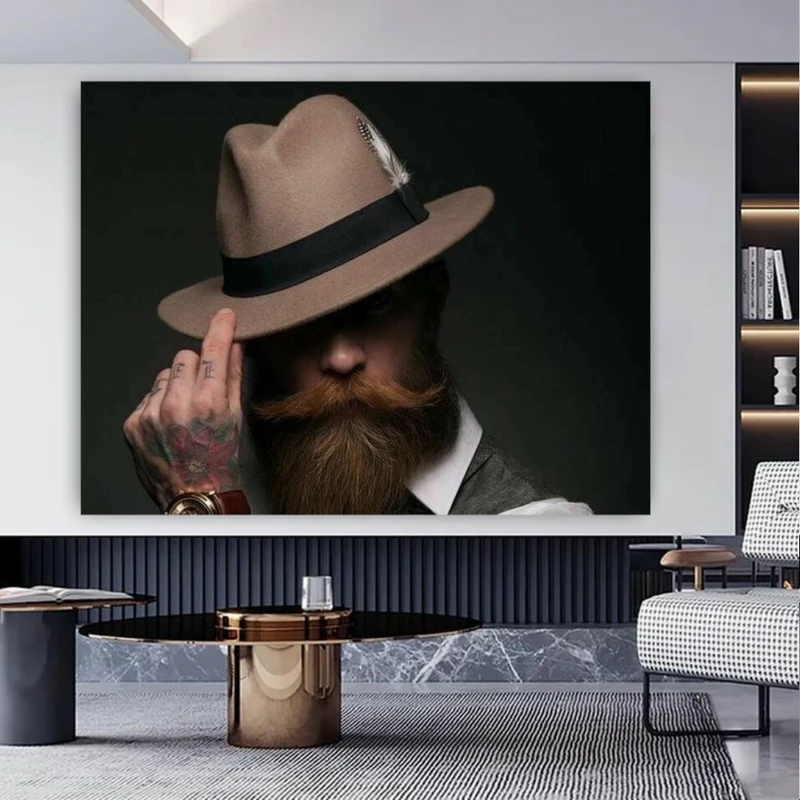 تابلو بوم طرح مخمل استایل کلاسیک مدل مرد جنتلمن کد PY553