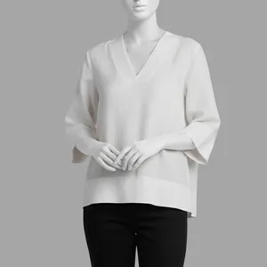 بلوز آستین سه ربع یقه هفت زنانه ال سی وایکیکی مدل W554600Z8