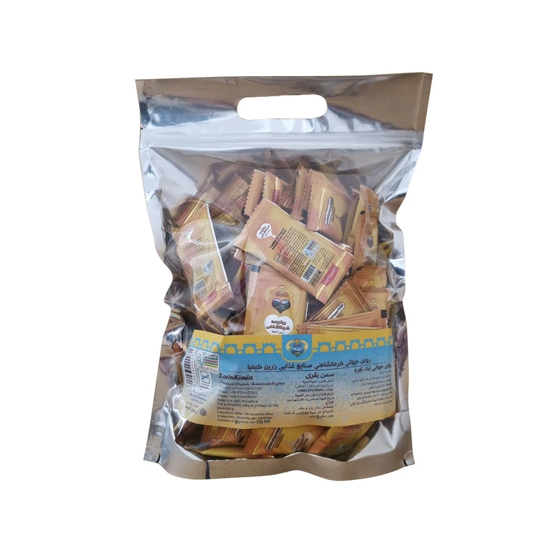 روغن حیوانی تک نفره زرین کیمیا - 8 گرم بسته 100 عددی