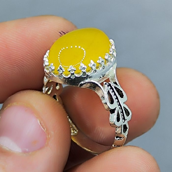 انگشتر نقره مردانه مدل سنگ شرف الشمس رکاب اسپرت صفوی کد 1000 - - 4