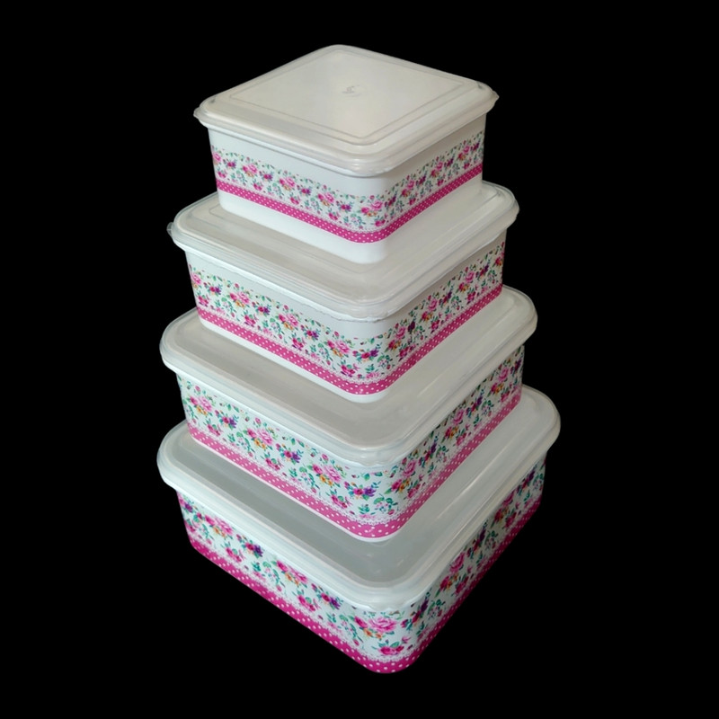 ظرف نگهدارنده مدل گل رز مجموعه 4 عددی