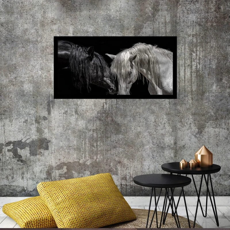 تابلو بکلیت طرح اسب سیاه و سفید مدل B-S2712