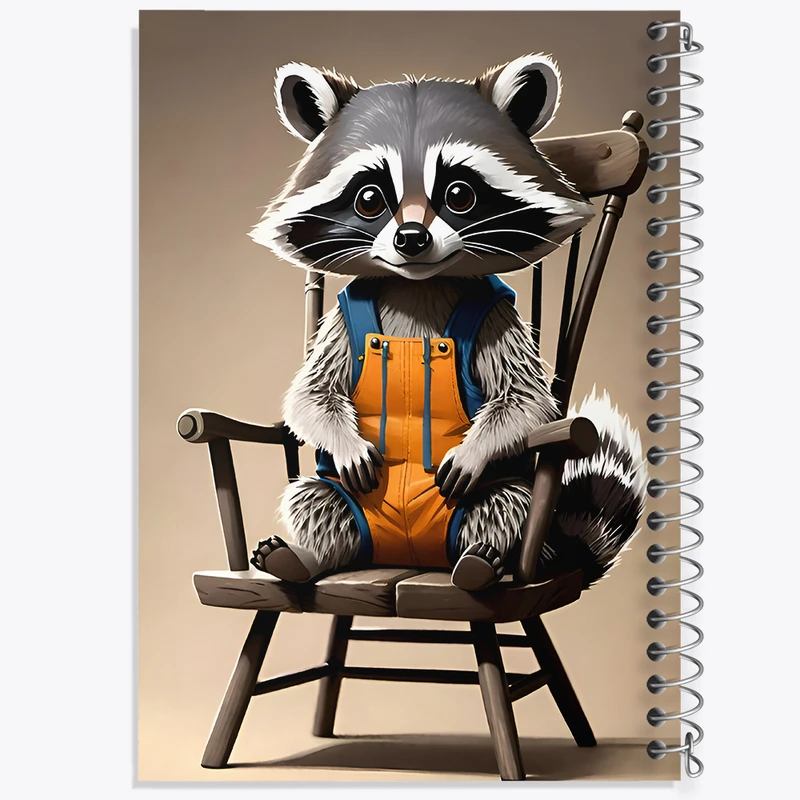 دفتر ژورنال نویسی 50 برگ خندالو مدل نقطه ای طرح راکون بامزه کد F7501