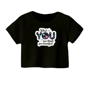 کراپ‌ تی‌شرت آستین کوتاه زنانه مدل تکست کد 01