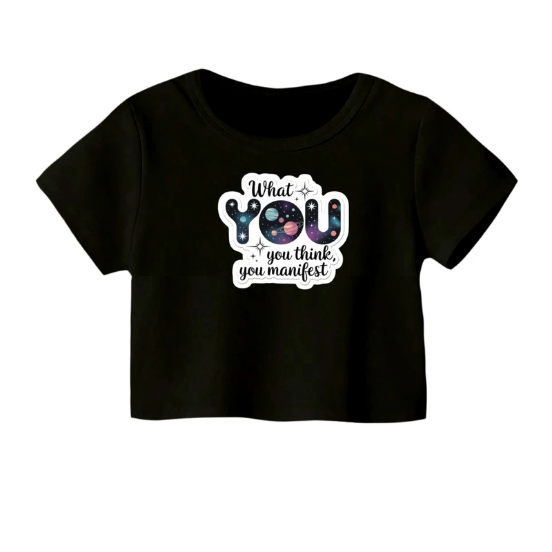 کراپ‌ تی‌شرت آستین کوتاه زنانه مدل تکست کد 01