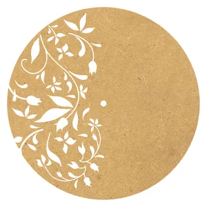 اسلایس چوبی مدل بیس ساعت رنگ نقاشی و رزین طرح گل Circle40 کد BS22