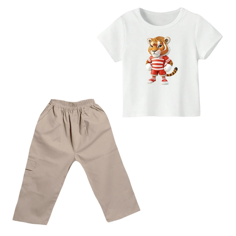 ست تی شرت و شلوارک پسرانه مدل ببر کد ۵