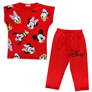 ست تی شرت و شلوارک دخترانه مدل میکی ماوس رنگ قرمز