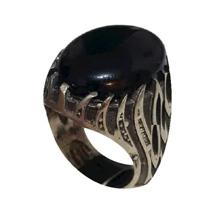 انگشتر نقره مردانه مدل عقیق سلیمانی حجر السئود ASHS2117