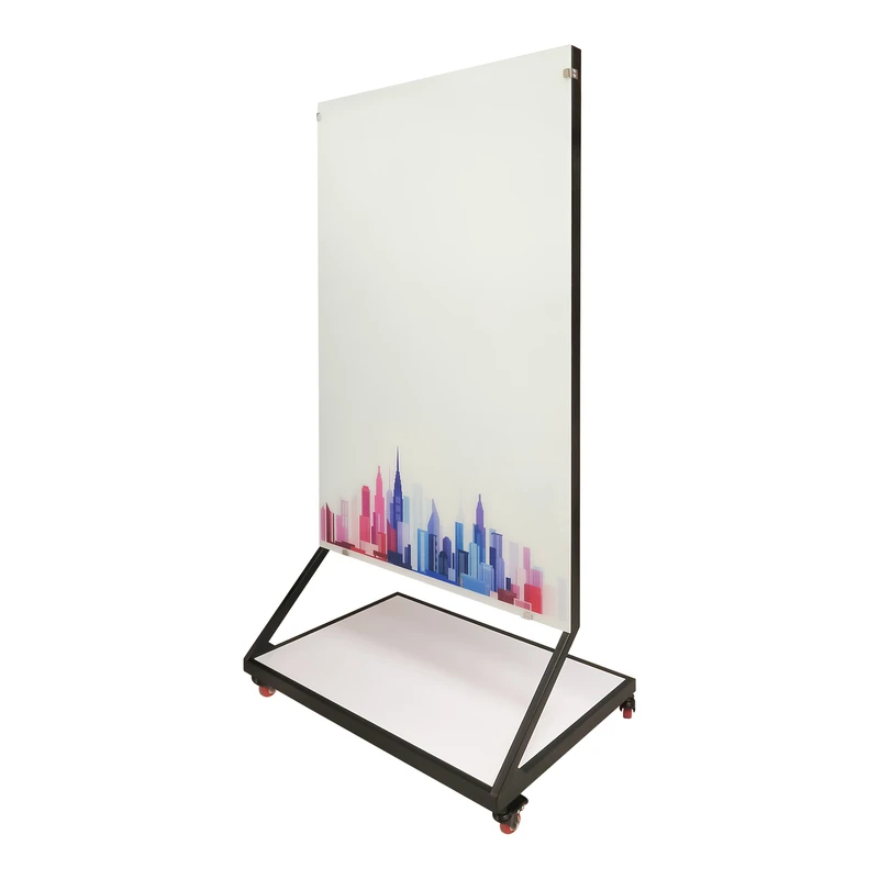 تخته وایت برد شیشه ای مدل Po500 سایز 150×90 به همراه پایه نگهدارنده