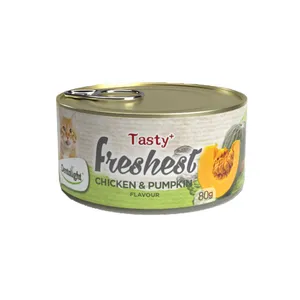 کنسرو غذای گربه دنتالایت مدل CHICKEN PUMPKIN وزن 80 گرم