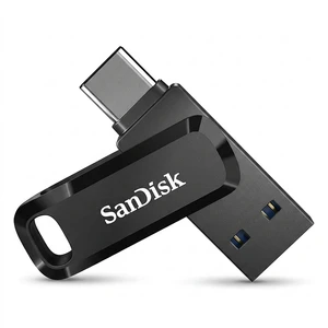 فلش مموری سن دیسک ultra dual drive go ظرفیت 256 گیگابایت با درگاه usb type-c مقاوم در برابر خش، شوک، لرزش و گرد و غبار
