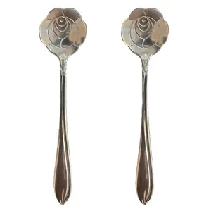 قاشق چای خوری طرح گل رز بسته دو عددی