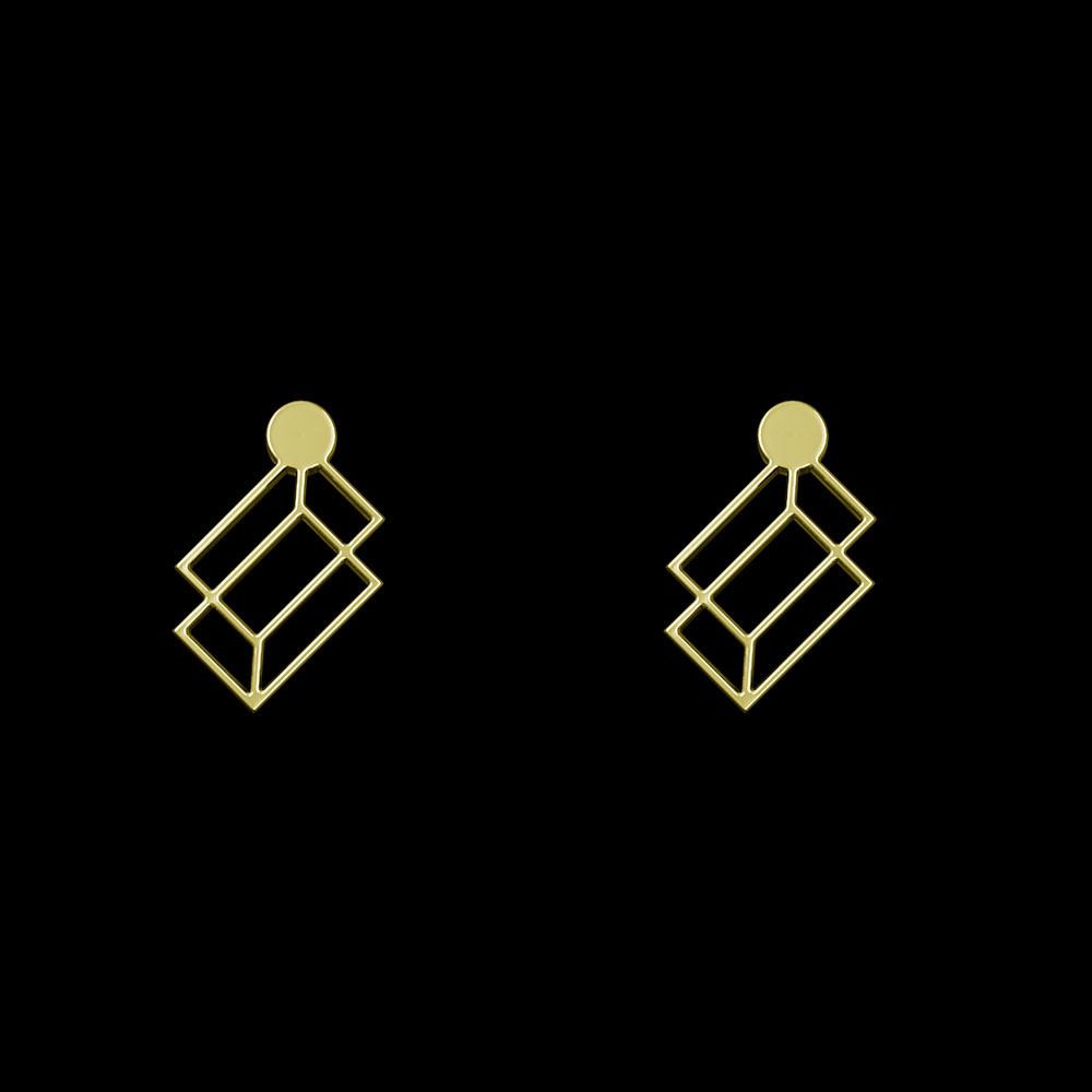 گوشواره طلا 18 عیار زنانه مدوپد مدل هندسی کد GA1-10398