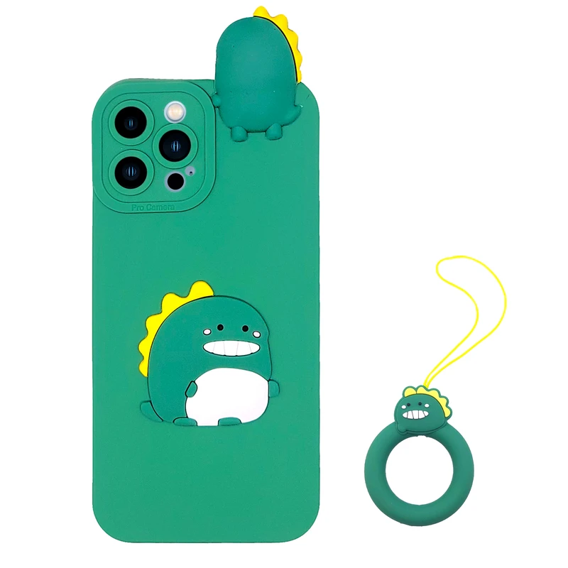  کاور طرح دایناسورAFF مناسب برای گوشی موبایل اپل IPhone 12 pro Max به همراه بند آویز