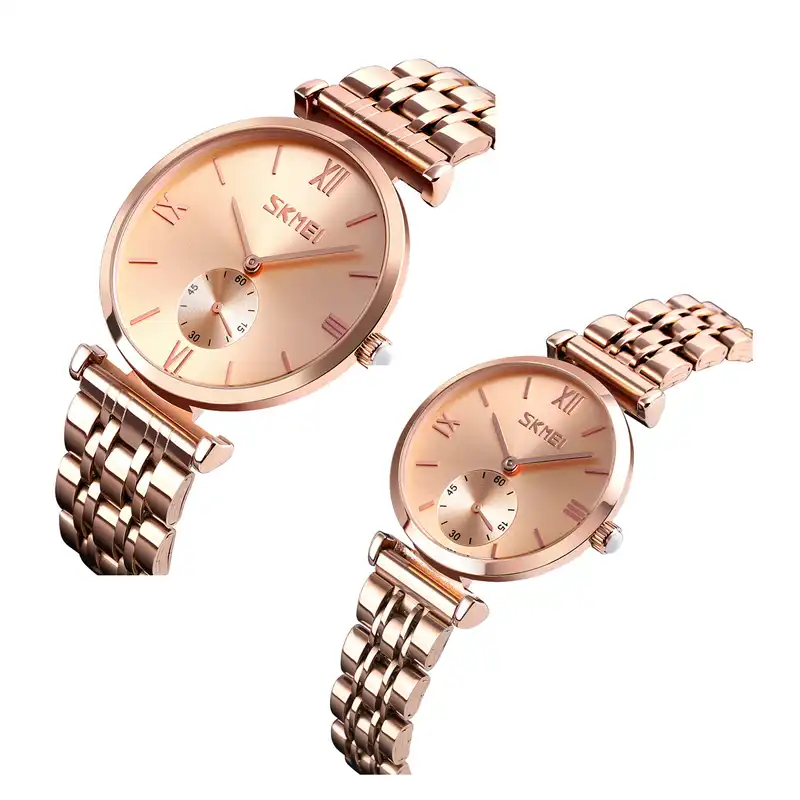 ست ساعت مچی عقربه ای زنانه و مردانه اسکمی مدل 9198 کد 05
