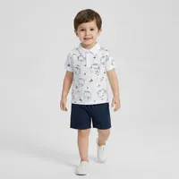 ست پولوشرت آستین کوتاه و شلوارک پسرانه وان بای وان مدل رهام