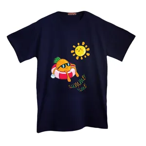 تی شرت لانگ آستین کوتاه زنانه مدل آناناس رنگ سرمه ای