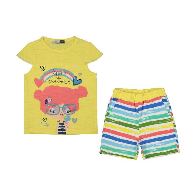 ست بلوز و شلوارک نوزادی دخترانه ایندیگو مدل 2501915-16