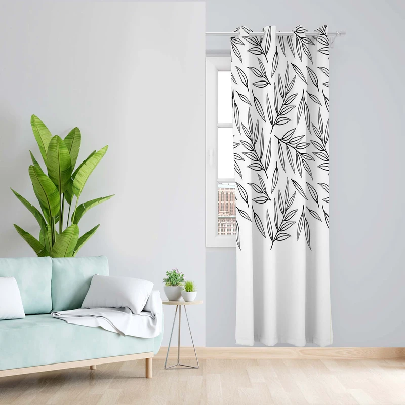 پرده طرح شاخه و برگ مدل مخمل پانچی کد 1608 z سایز 140x200 سانتی متر