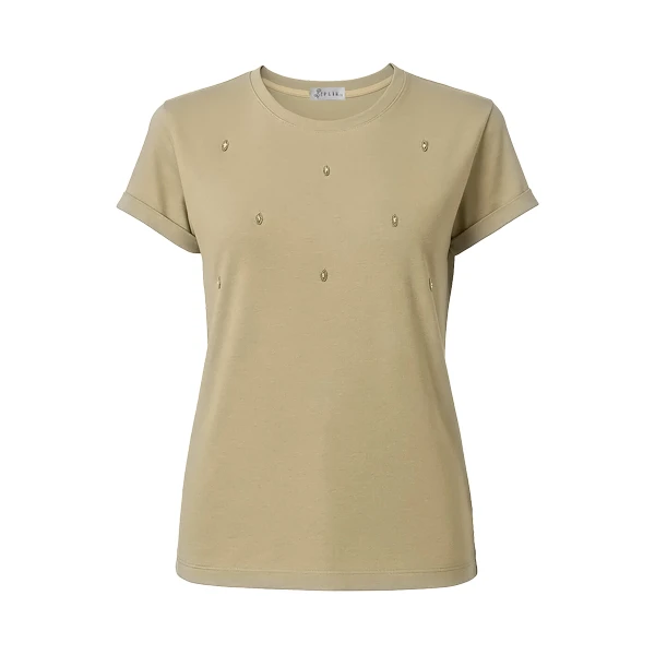 تی‌شرت آستین کوتاه زنانه ایپلیک زی مدل نگین دار کد IP19.5