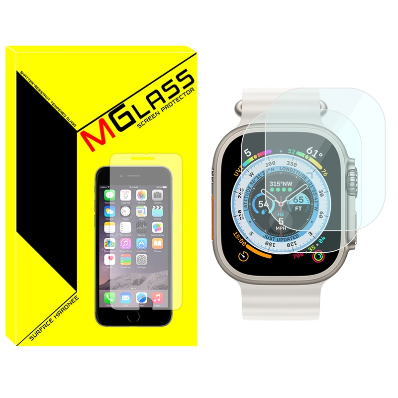 محافظ صفحه نمایش شیشه‌ای ام‌گلس مدل Glass-MG مناسب برای ساعت هوشمند ویرفیت HW8 Ultra بسته دو عددی