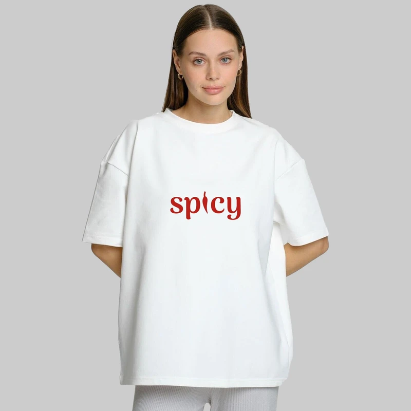 تی شرت زنانه پنبه دورو مینیمال مدل تکست spicy