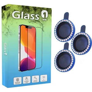 محافظ لنز رینگی گلس وان مدل نگین دار مناسب برای گوشی موبایل اپل IPhone 13 Pro Max / IPhone 13 Pro