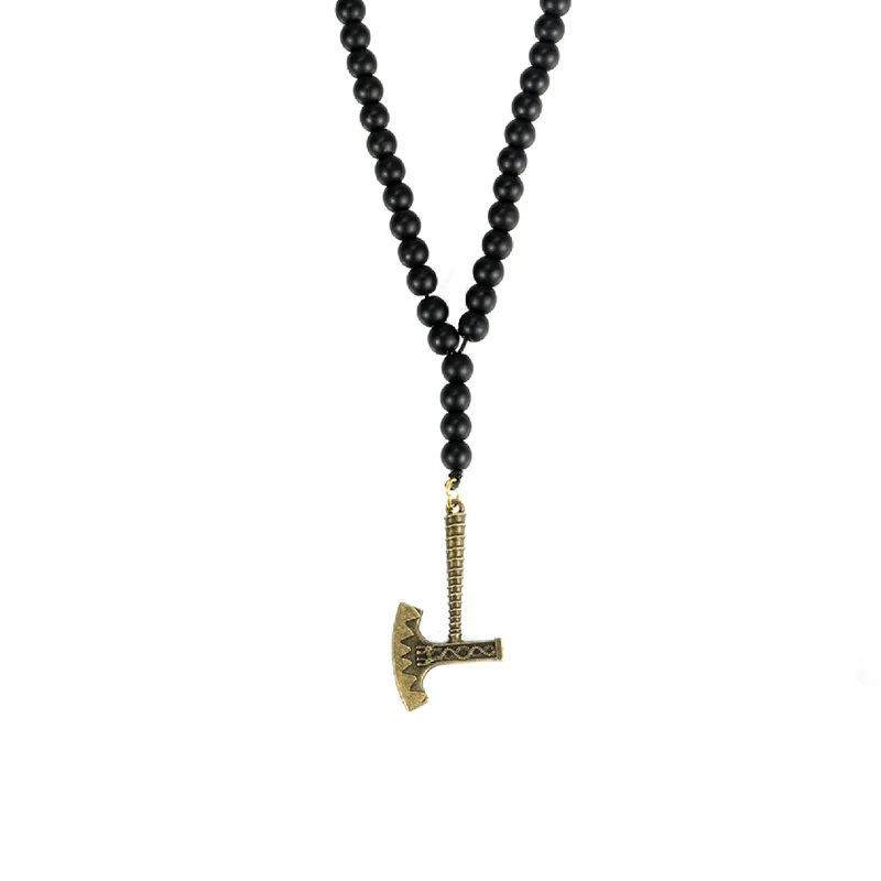 گردنبند مردانه بالون مدل مهره‌ای کد 01 رنگ مشکی