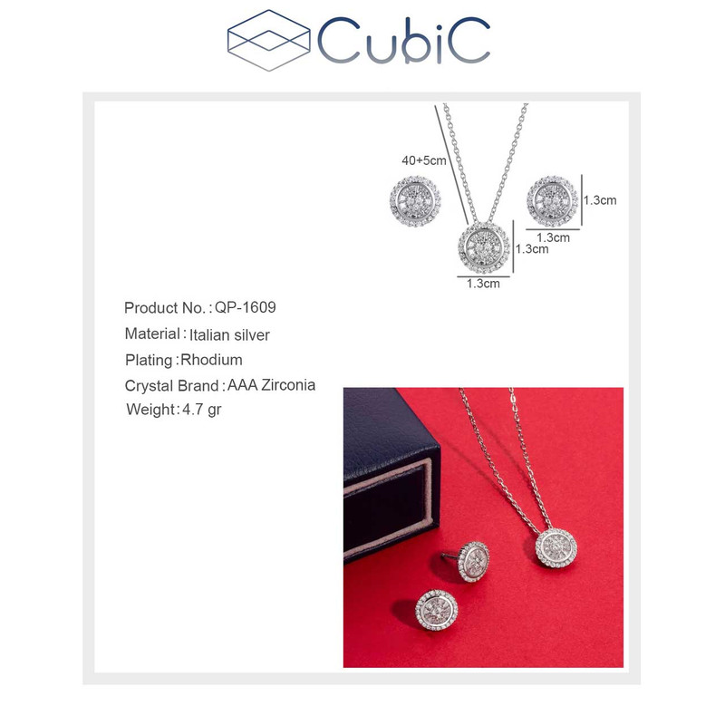 نیم ست نقره زنانه کوبیک مدل QN-1609