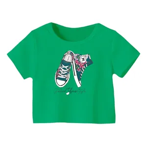 کراپ‌ تی‌شرت آستین کوتاه زنانه مدل کتونی کد ۴