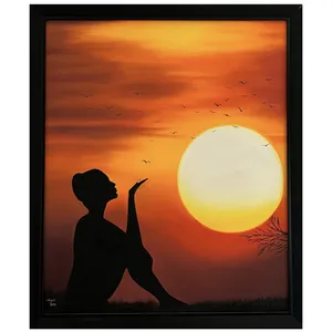 تابلو نقاشی رنگ روغن طرح غروب مدل رئال کد 0011