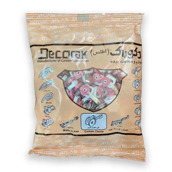 گیره پرده دکوراک مدل قلابدار فلزی بسته 100 عددی