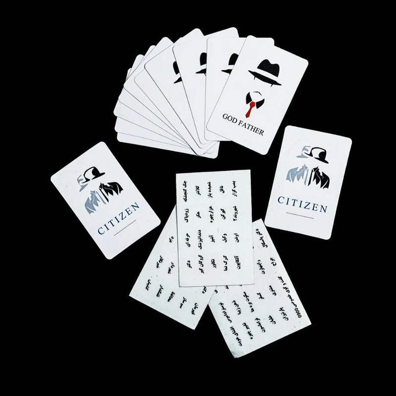 عکس شماره 12 : ماسک ایفای نقش مدل مافیا اشرافی بهمراه کارت مافیا مجموعه 12 عددی