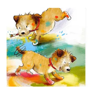 تابلو کودک و نوزاد طرح سگ ها و قلموی نقاشی کد wkt34