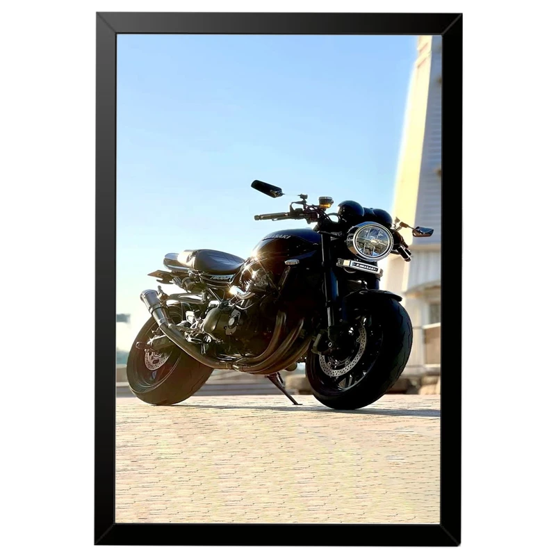 تابلو بکلیت طرح موتور سنگین کاوازاکی Kawasaki Z900 مدل b-po1589 فریم مشکی