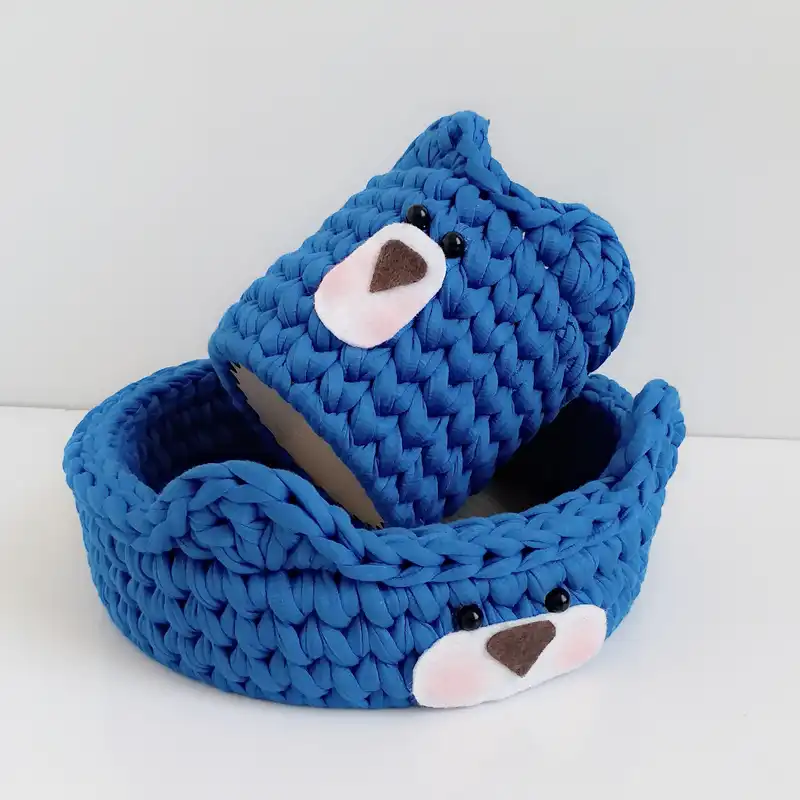 سبد قلاب بافی تریکو مدل خرس کد 55 مجموعه 2 عددی